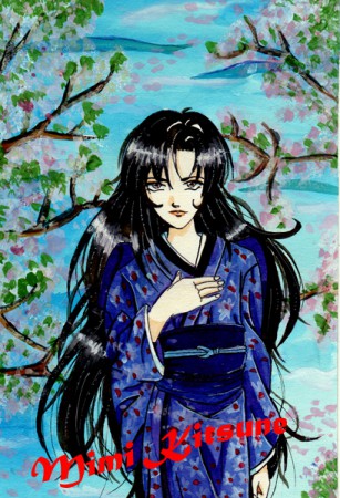 Une japonaise pour un concours (gouache + feutre)