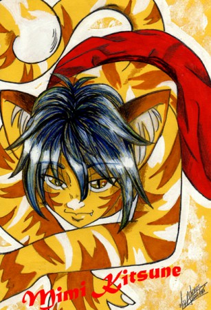Un homme chat (feutre et crayon de couleur)